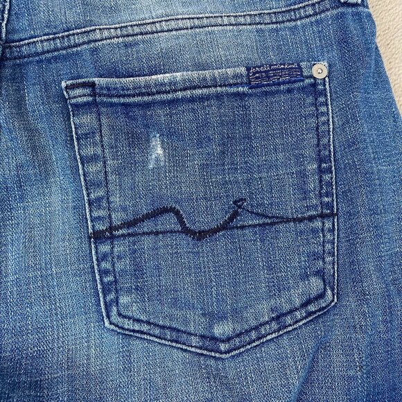 7 For All Mankind Woman's Jeans Size 29 Josefina Skinny Boyfriend Distressed Den - Picture 15 of 16